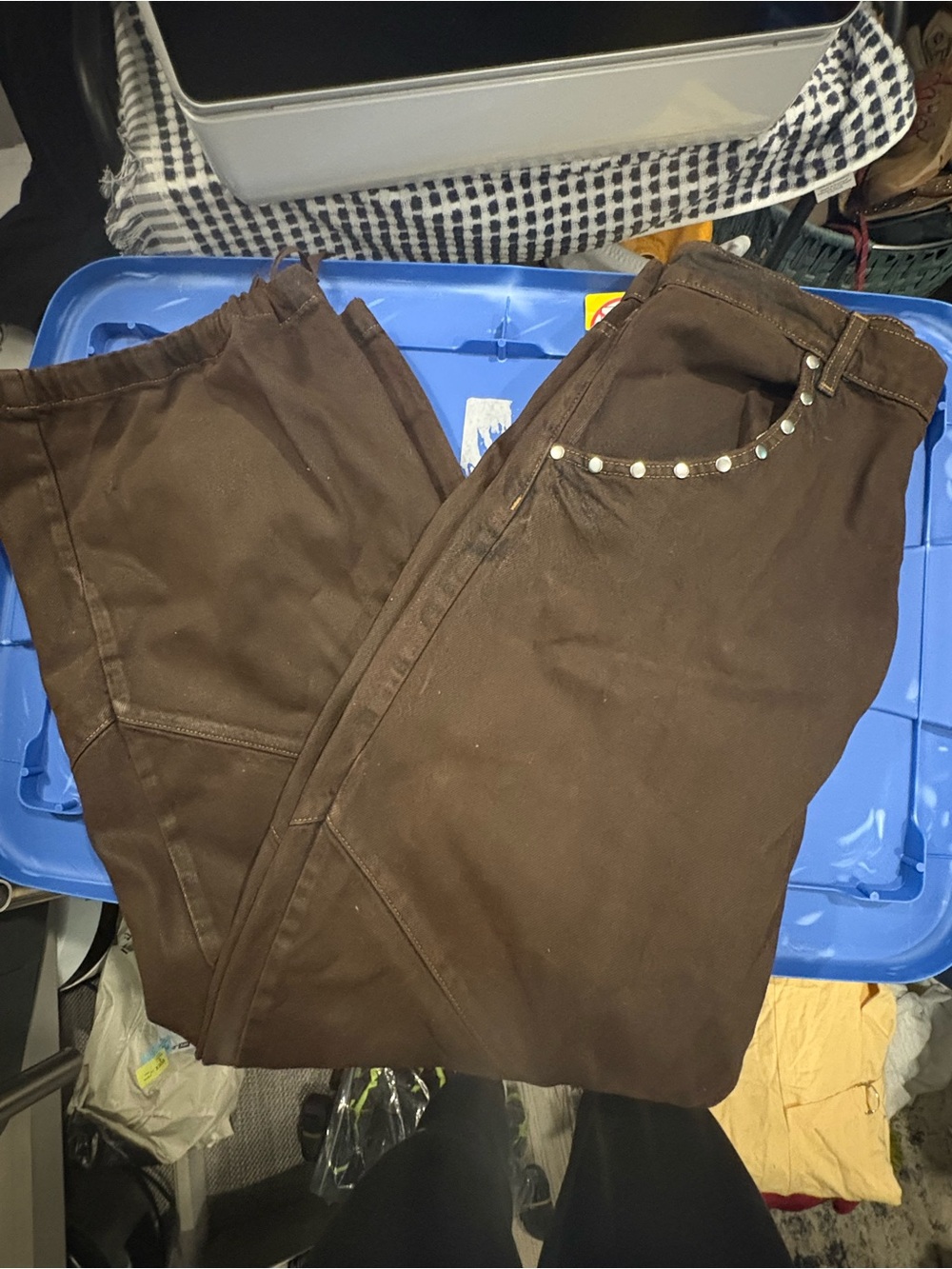 EB Denim Brown Boot Cut Jeans with Studded Pocket